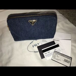 Authentic Prada Denim Cosmetic Case 